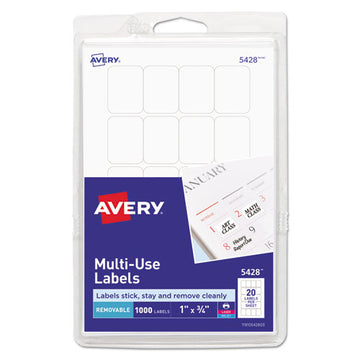 Avery® Removable Multi-use Labels, Inkjet-laser Printers, 1 X 0.75, White, 20-sheet, 50 Sheets-pack, (5428) freeshipping - TVN Wholesale
